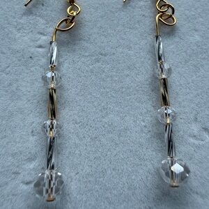 Gold and Silver Embellished Beaded Dangle Earrings Style# 029